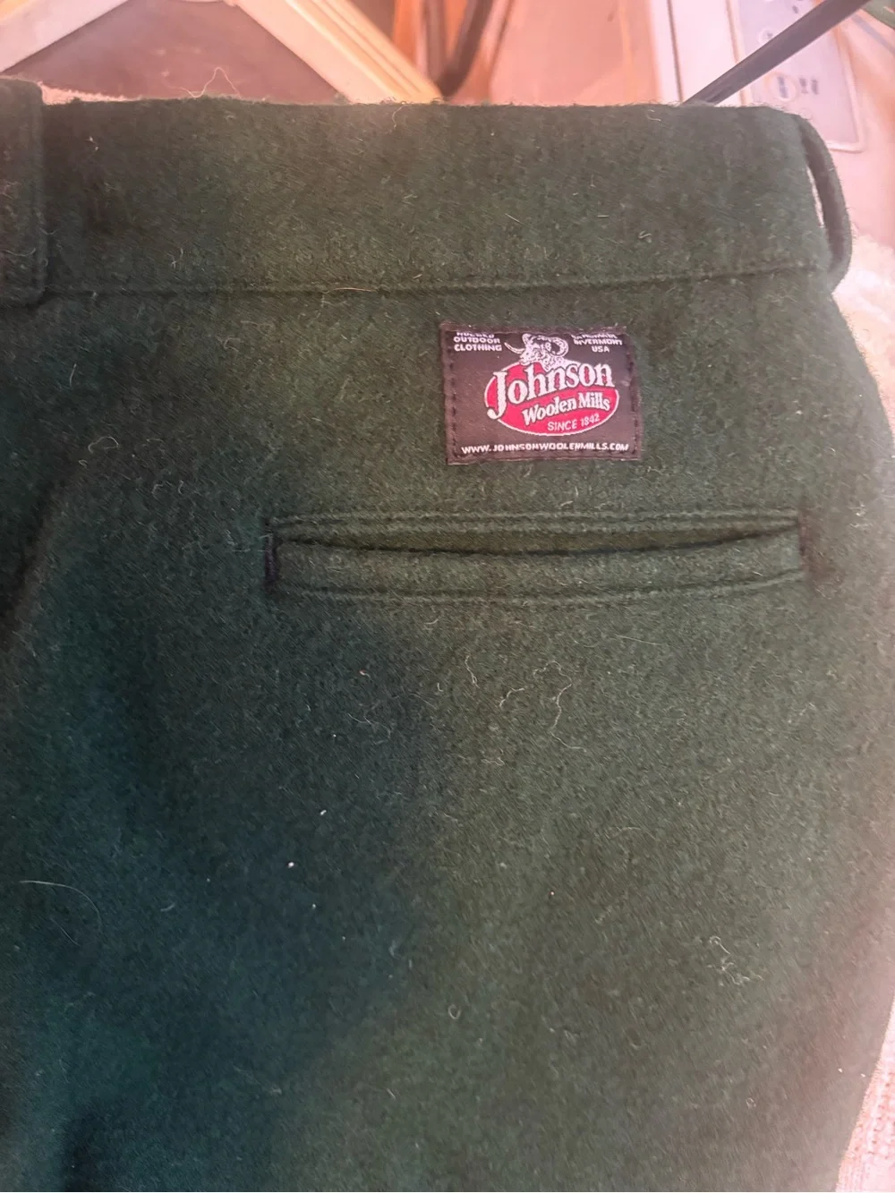 Johnson dark green wool hunting pants